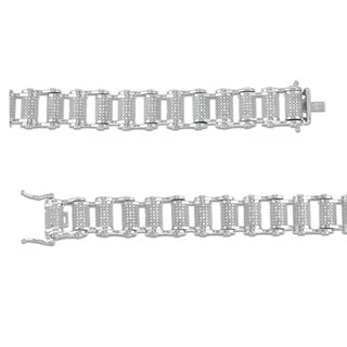 Men's 1.00 CT. T.W. Diamond Bike Chain Bracelet in Sterling Silver - 8.5"