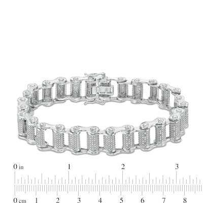 Men's 1.00 CT. T.W. Diamond Bike Chain Bracelet in Sterling Silver - 8.5"