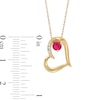 Thumbnail Image 2 of Lab-Created Ruby and 0.04 CT. T.W. Diamond Tilted Heart Pendant in 10K Gold