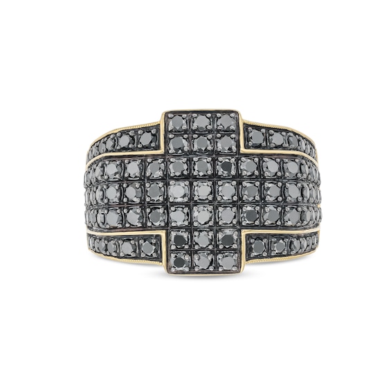 Men's 2.00 CT. T.W. Black Diamond Cross Framed Ring 10K Gold