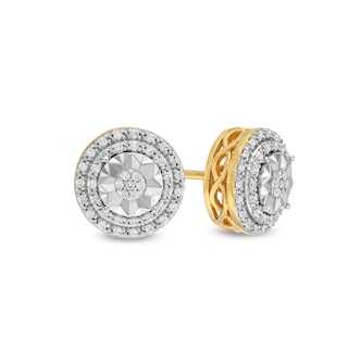 0.20 CT. T.W. Diamond Double Framed Stud Earrings in 10K Gold