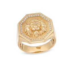 Men's 0.18 CT. T.W. Certified Lab-Created Diamond Dimensional Lion Ring in 10K Gold (F/SI2)