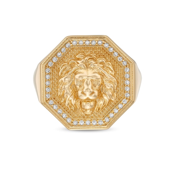 Men's 0.18 CT. T.W. Certified Lab-Created Diamond Dimensional Lion Ring in 10K Gold (F/SI2)