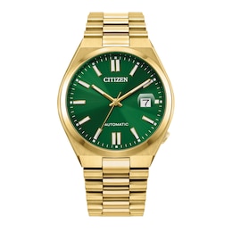 Men's Citizen Tsuyosa Automatic Green Dial Watch in Gold-Tone Stainless Steel (Model NJ0152-51X)