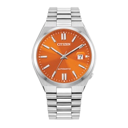 Men's Citizen Tsuyosa Automatic Orange Dial Watch in Stainless Steel (Model NJ0151-53Z)