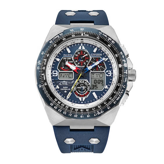 Men's Citizen Promaster Skyhawk A-T in Stainless Steel with Blue Silicone Strap (Model  JY8156-00L)