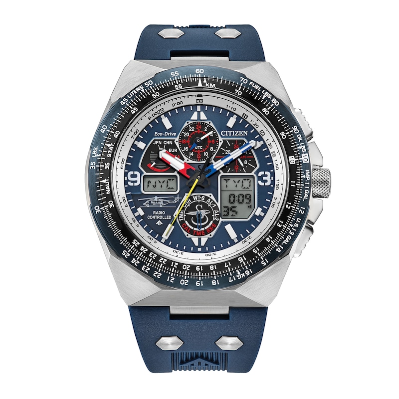 Men's Citizen Promaster Skyhawk A-T in Stainless Steel with Blue Silicone Strap (Model  JY8156-00L)|Peoples Jewellers
