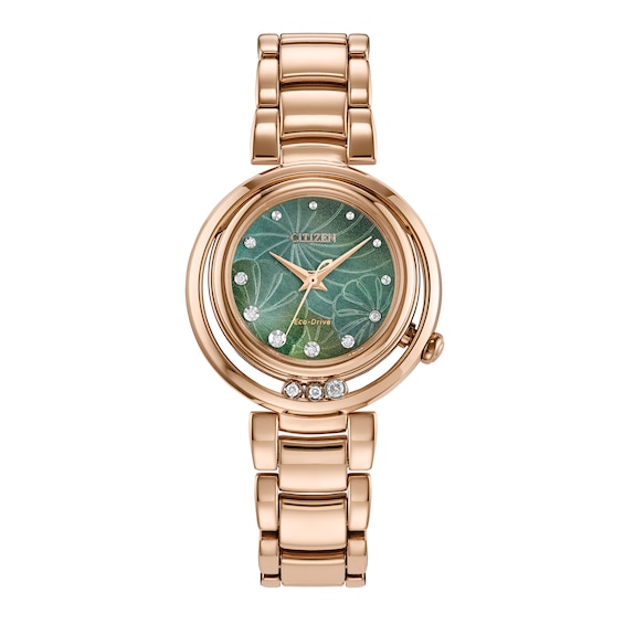 Ladies' Citizen L Arcly Diamond Accent Watch in Rose-Tone Stainless Steel (Model EM1113-58Y)