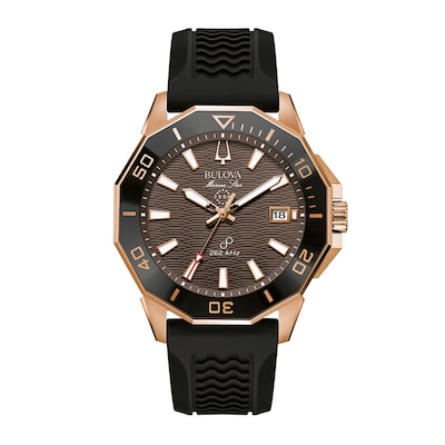 Men's Bulova Marine Star Precisionist Watch in Rose-Tone Stainless Steel (Model 98B421)