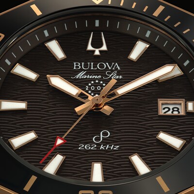 Men's Bulova Marine Star Precisionist Watch in Rose-Tone Stainless Steel (Model 98B421)