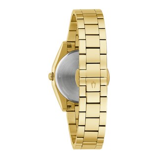 Ladies' Bulova Surveyor White Mother-of-Pearl and Diamond Accent Watch in Gold-Tone Stainless Steel (Model 97P172)