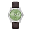 Men's Bulova Surveyor Green Dial Watch in Stainless Steel with Brown Leather Strap (Model 96B427)