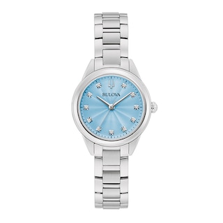 Ladies' Bulova Sutton Blue Dial and Diamond Accent Watch in Stainless Steel (Model 96P250)