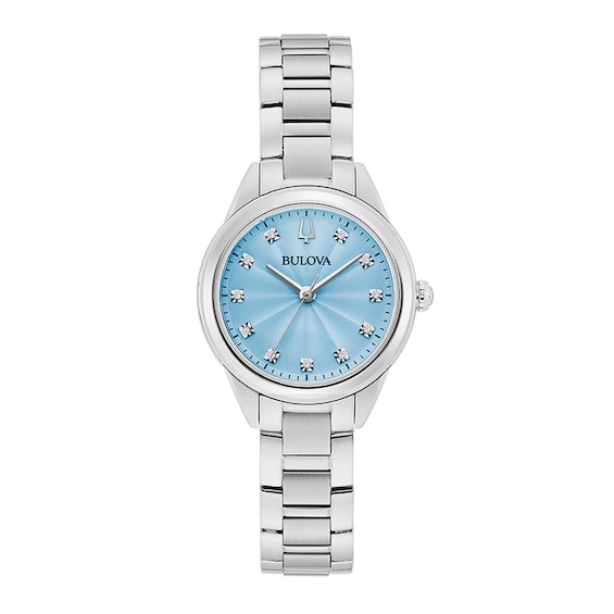 Ladies' Bulova Sutton Blue Dial and Diamond Accent Watch in Stainless Steel (Model 96P250)