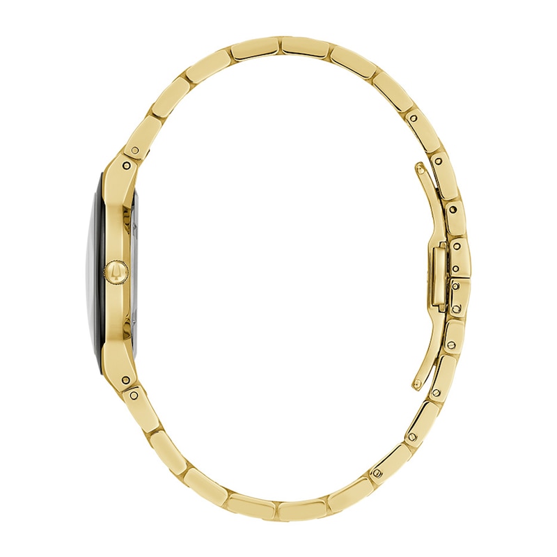 Ladies' Bulova Modern Black Dial Watch in Gold-Tone Stainless Steel (Model 97L175)