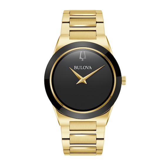 Men's Bulova Millennia Modern Black Dial Watch in Black Ion-Plated Stainless Steel (Model 97A183)