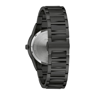 Men's Bulova Modern Black Dial Watch in Black Ion-Plated Stainless Steel (Model 98A313)