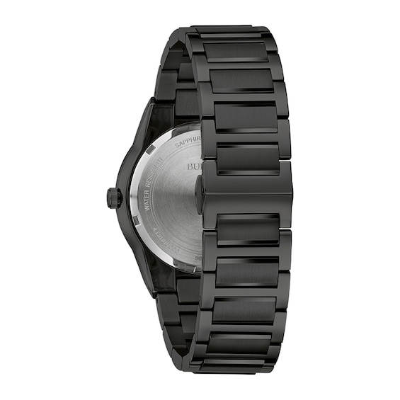 Men's Bulova Modern Black Dial Watch in Black Ion-Plated Stainless Steel (Model 98A313)