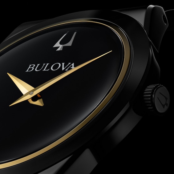 Men's Bulova Modern Black Dial Watch in Black Ion-Plated Stainless Steel (Model 98A313)