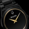 Men's Bulova Modern Black Dial Watch in Black Ion-Plated Stainless Steel (Model 98A313)