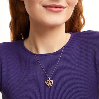 Garnet and White Lab-Created Sapphire Heart Pendant in Sterling Silver with 14K Gold Plate