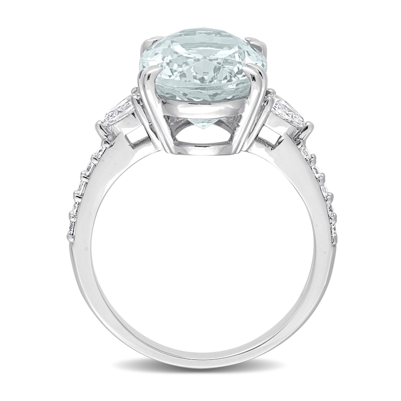 Oval Aquamarine and 0.41 CT. T.W. Diamond Ring in 14K White Gold