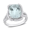 Elongated Cushion-Cut Aquamarine and 0.40 CT. T.W. Diamond Ring in 14K White Gold