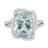 Elongated Cushion-Cut Aquamarine and 0.40 CT. T.W. Diamond Ring in 14K White Gold