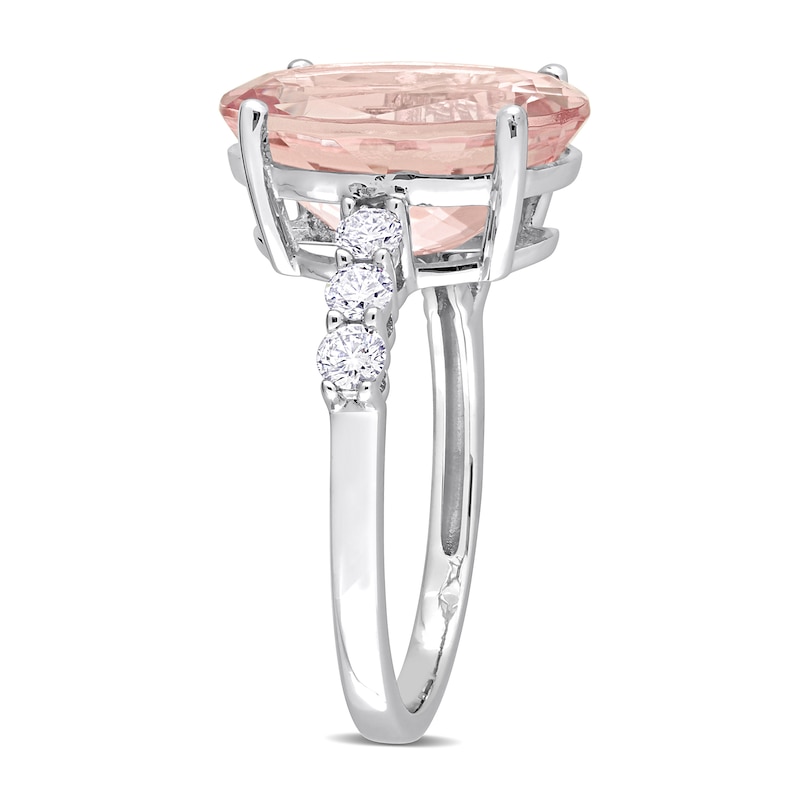 Oval Morganite and 0.42 CT. T.W. Diamond Ring in 14K White Gold