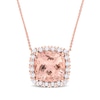 Thumbnail Image 0 of Cushion-Cut Morganite and 0.70 CT. T.W. Diamond Frame Pendant in 14K Rose Gold – 17”