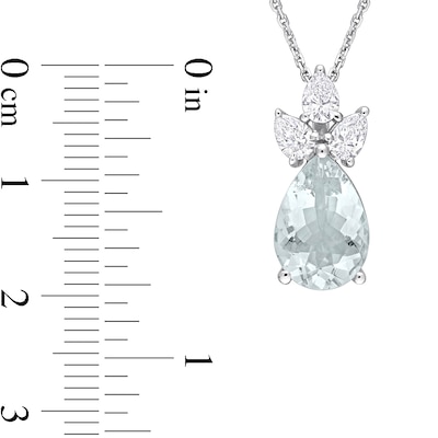 Pear-Shaped Aquamarine and 0.54 CT. T.W. Diamond Pendant in 14K White Gold – 18”