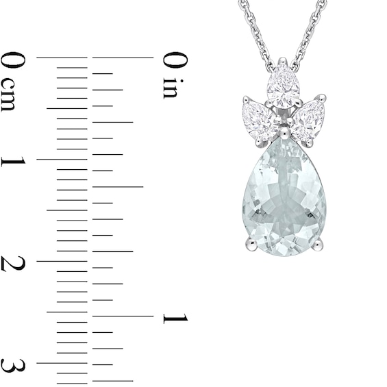 Pear-Shaped Aquamarine and 0.54 CT. T.W. Diamond Pendant in 14K White Gold – 18”