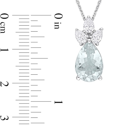 Pear-Shaped Aquamarine and 0.54 CT. T.W. Diamond Pendant in 14K White Gold – 18”