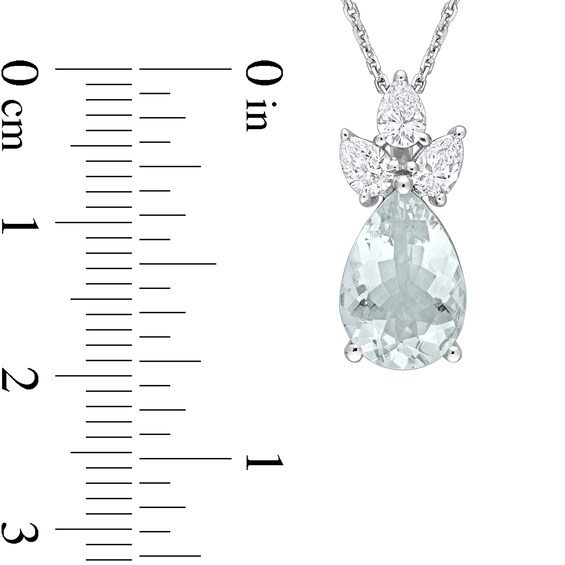 Pear-Shaped Aquamarine and 0.54 CT. T.W. Diamond Pendant in 14K White Gold – 18”