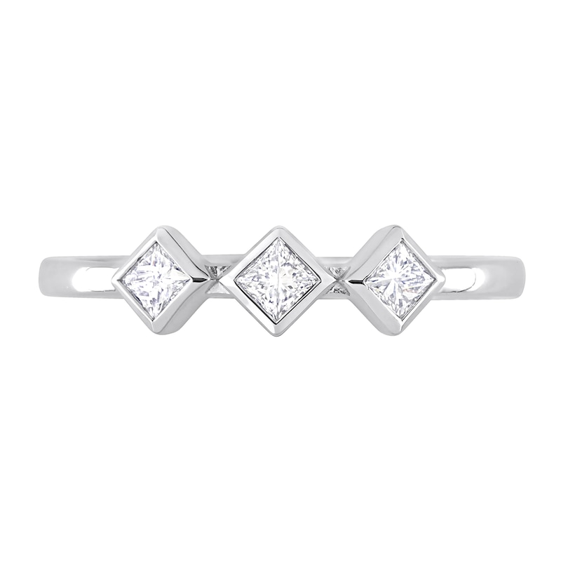 Main Image 4 of 0.24 CT. T.W. Princess-Cut Diamond Tilted Three-Stone Ring