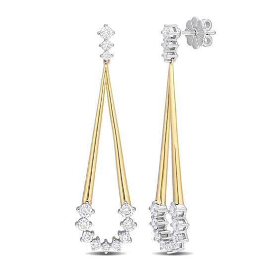 2.01 CT T.W. Diamond Teardrop Earrings in 14K Two-Tone Gold