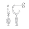 0.37 CT. T.W. Multi-Diamond J-Hoop Dangle Earrings in 14K White Gold