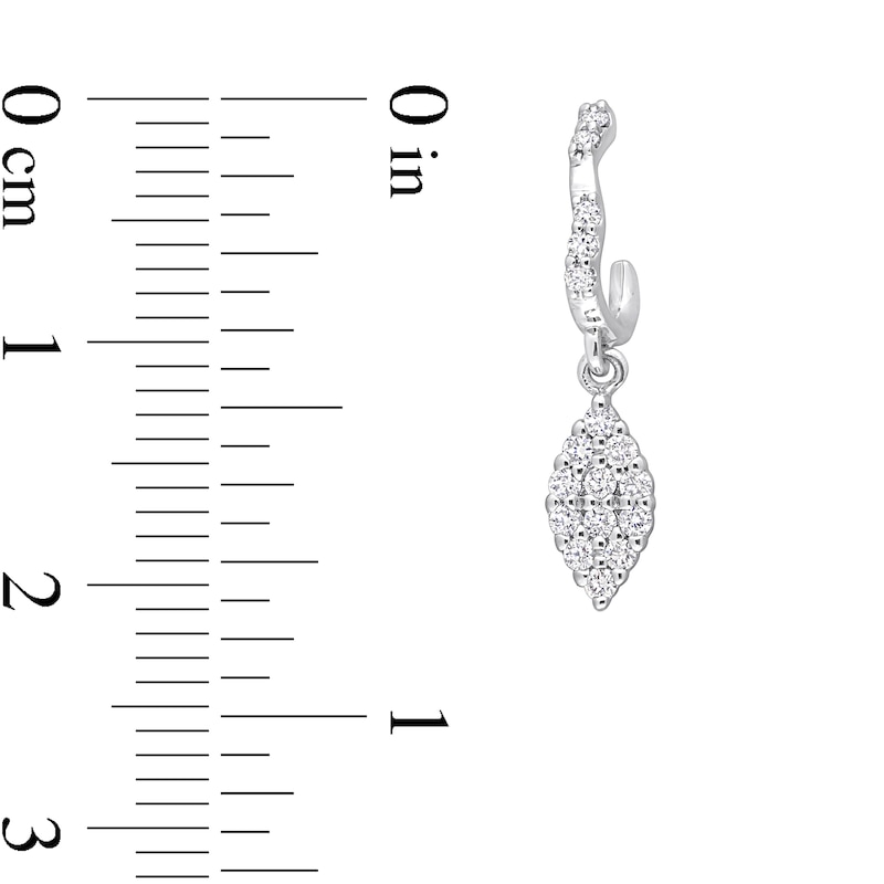 0.37 CT. T.W. Multi-Diamond J-Hoop Dangle Earrings in 14K White Gold|Peoples Jewellers