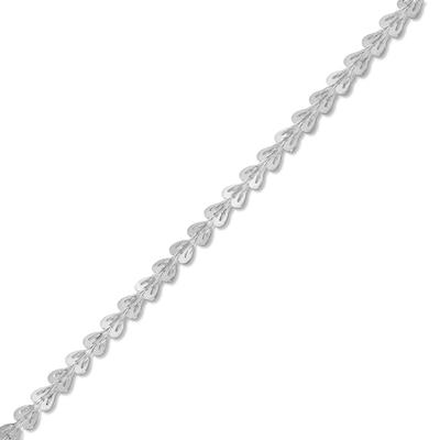 2.5mm Fold-Over Heart Link Bracelet in Solid 10K White Gold - 7.25"