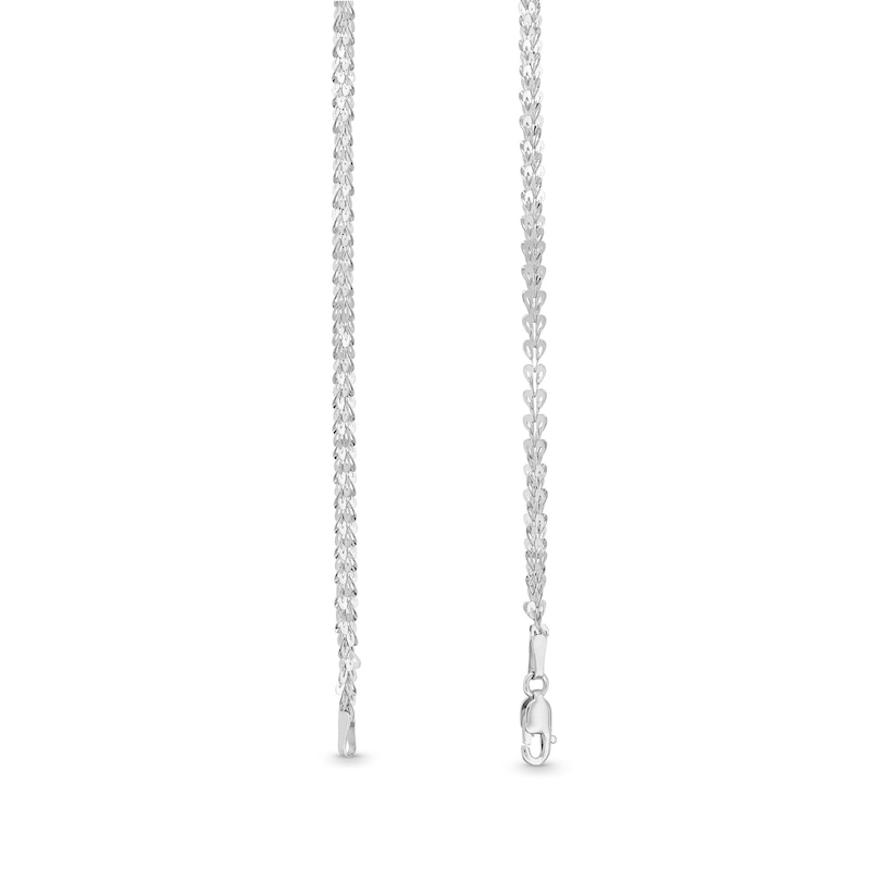 2.5mm Fold-Over Heart Link Bracelet in Solid 10K White Gold - 7.25"|Peoples Jewellers