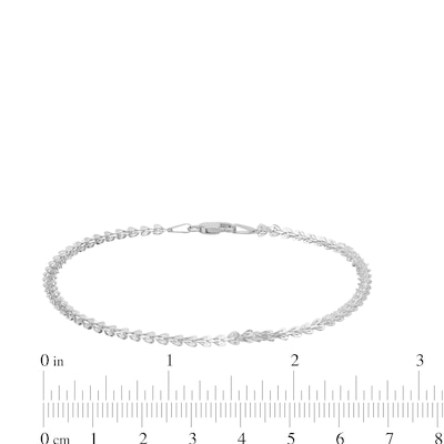 2.5mm Fold-Over Heart Link Bracelet in Solid 10K White Gold - 7.25"