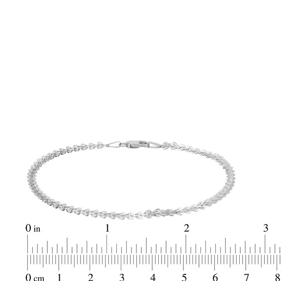 2.5mm Fold-Over Heart Link Bracelet in Solid 10K White Gold - 7.25"