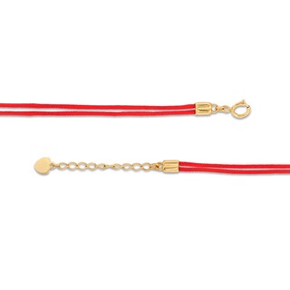 Red Nylon Strand with Triple Circle Adjustable Bracelet in 14K Gold - 7.5"