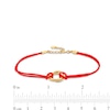 Thumbnail Image 3 of Red Nylon Strand with Triple Circle Adjustable Bracelet in 14K Gold - 7.5"