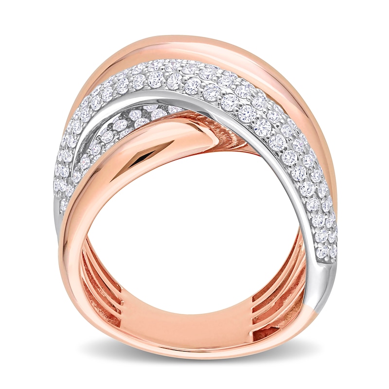 1.66 CT. T.W. Diamond Multi-Row Criss-Cross Ring in 14K Two-Tone Gold|Peoples Jewellers