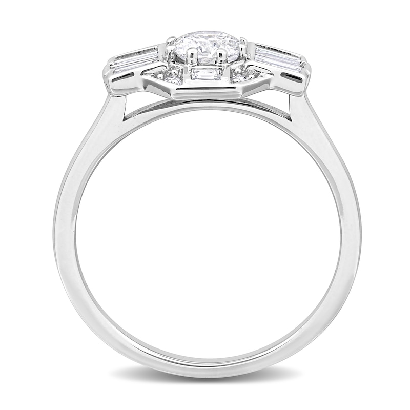 0.72 CT. T.W. Diamond Octagonal Frame Collar Engagement Ring in 14K White Gold