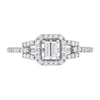 0.31 CT. T.W. Baguette and Round Diamond Cushion Frame Split Shank Engagement Ring in 10K White Gold