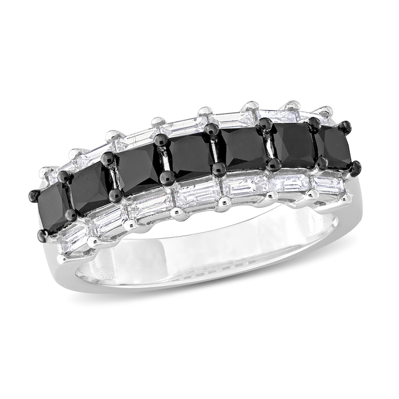 1.89 CT. T.W. Black and White Diamond Triple Row Anniversary Band in 14K White Gold|Peoples Jewellers