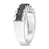 1.89 CT. T.W. Black and White Diamond Triple Row Anniversary Band in 14K White Gold