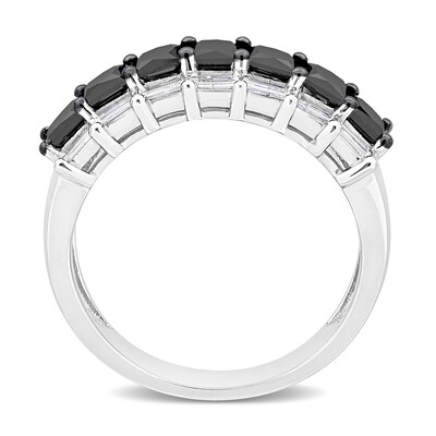 1.89 CT. T.W. Black and White Diamond Triple Row Anniversary Band in 14K White Gold